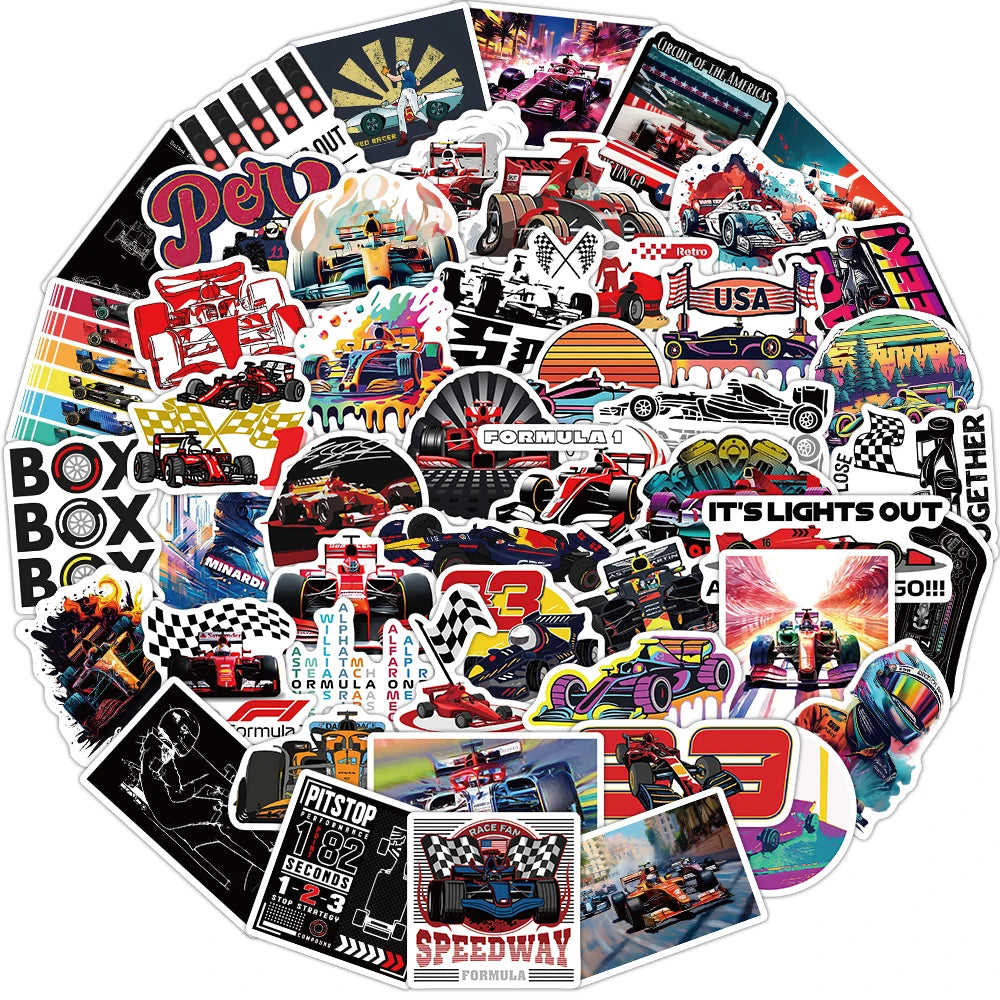 50PCS F1 Formula Stickers
