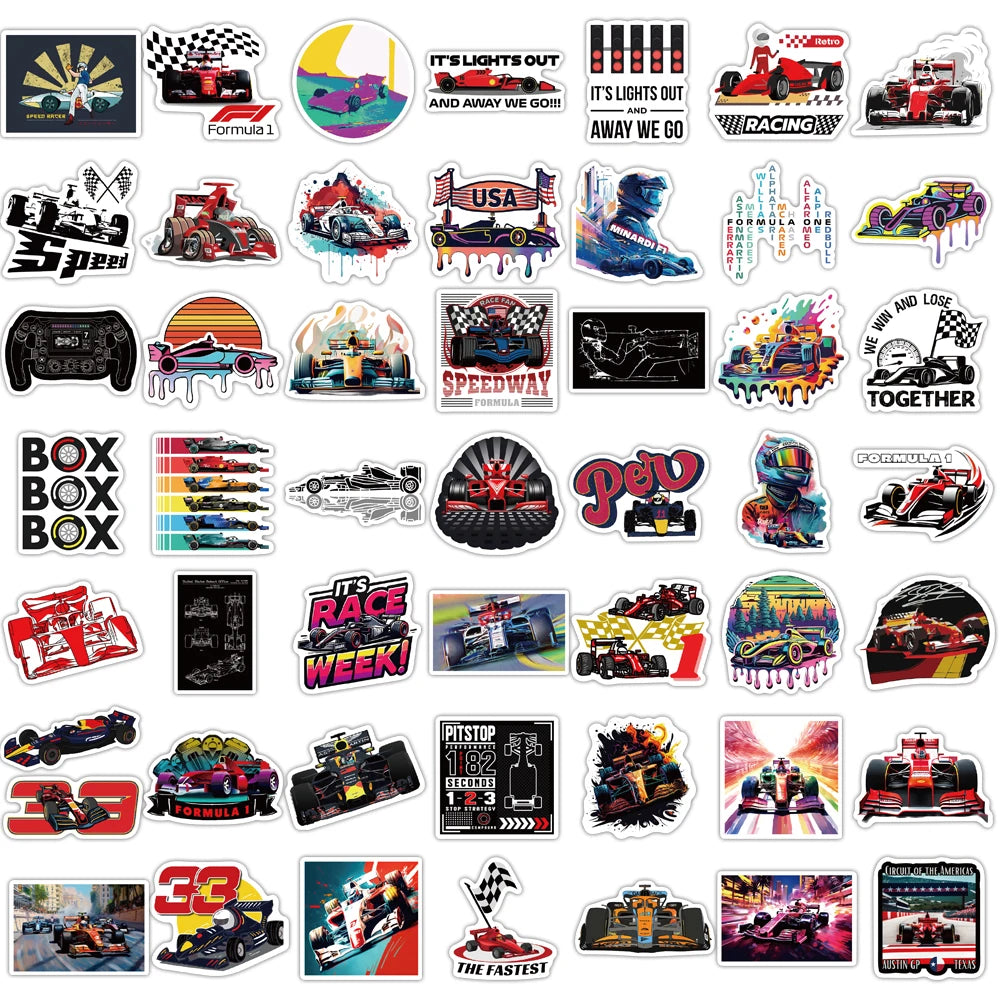 50PCS F1 Formula Stickers